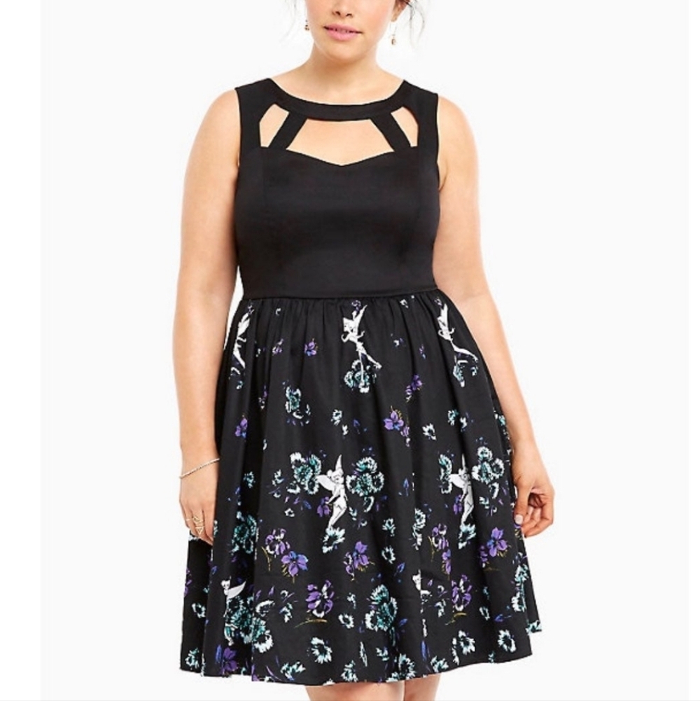 🎊 Disney Tinkerbell Black Floral Dress